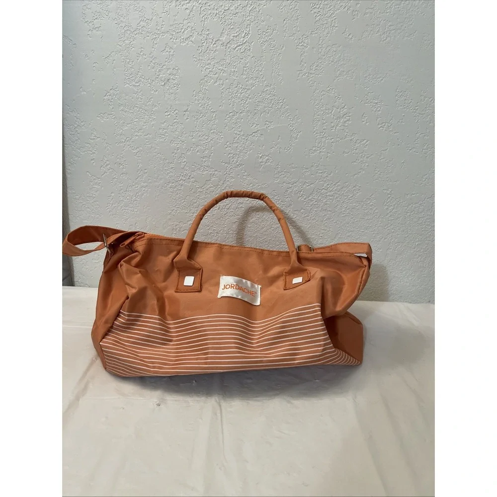 Vintage Jordache Duffel Bag Orange White Striped Retro 80s 90s ORIGINAL Zipper